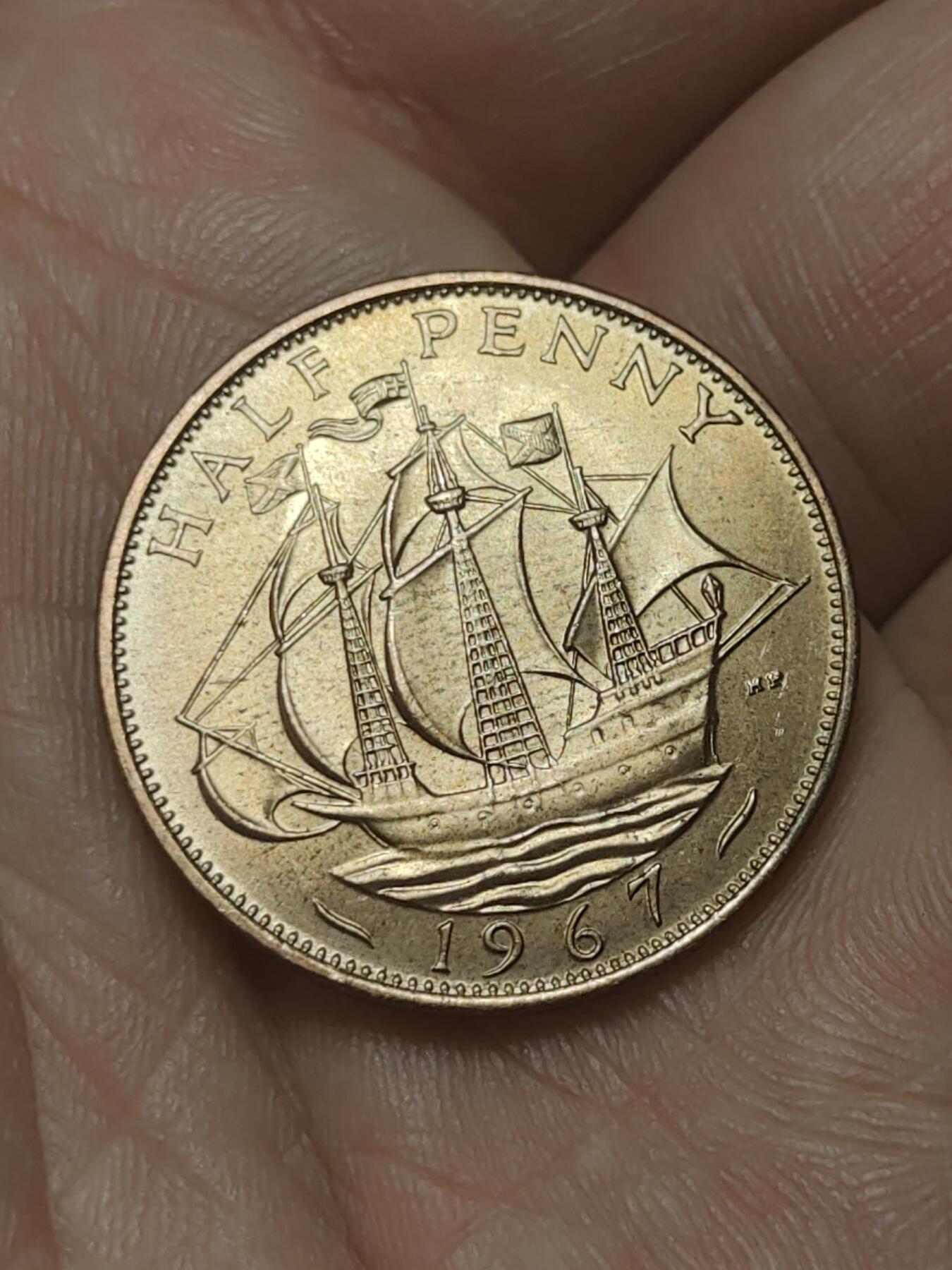 2026年第四十五场(总第二百一十四场）外国好品散币场(免佣金) 带光好品–英国🇬🇧1967年1/2便士(伊丽莎白二世青年桂冠第二版，普制币关门年)