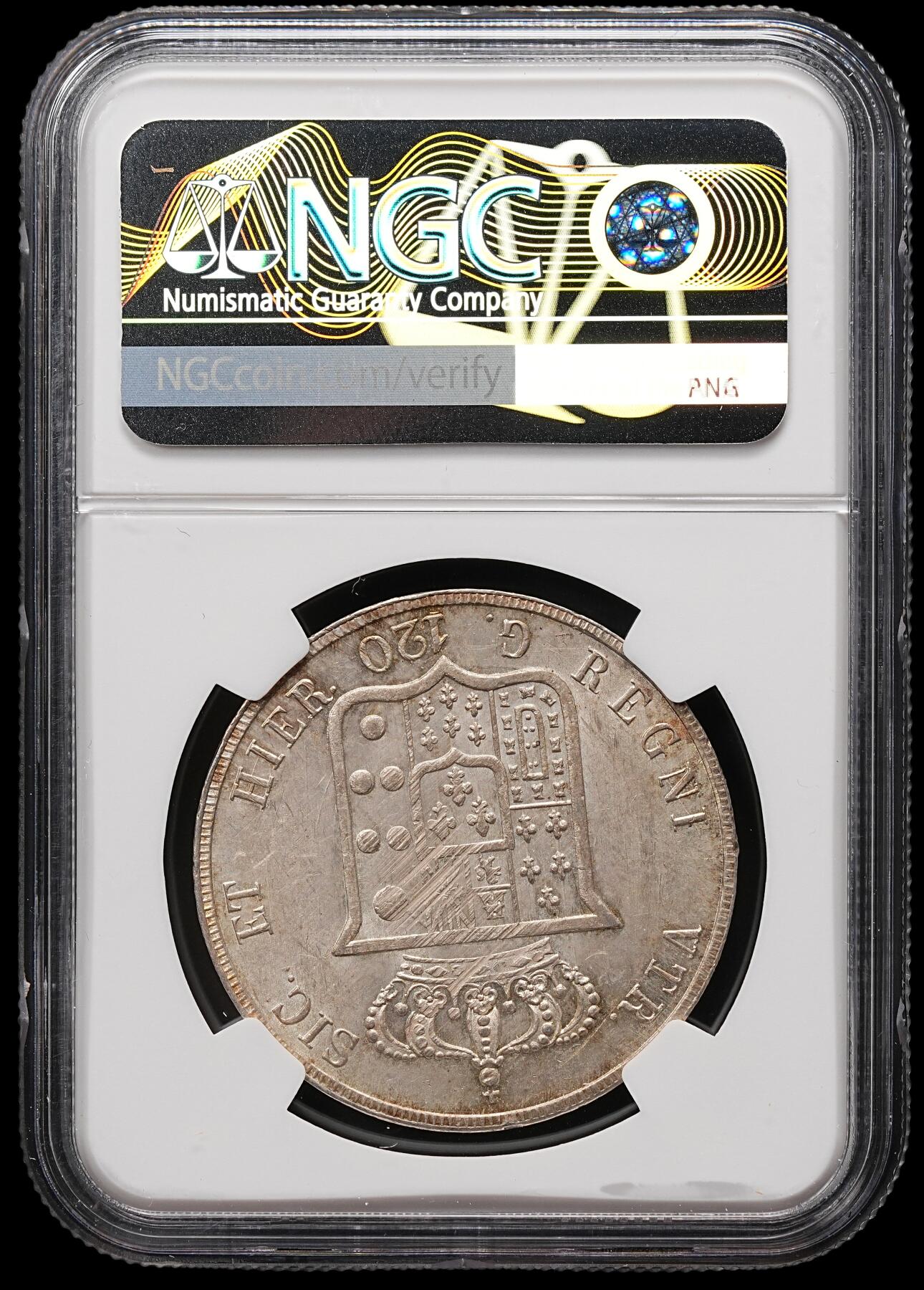 修遠堂世界钱币第112期 NGC MS63 1856年那不勒斯与西西里王国120 Grana大银币