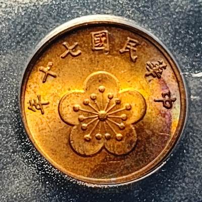 泉币菌-第229场-拍品多 请提前出价 台湾省造伍角铜币-AU53