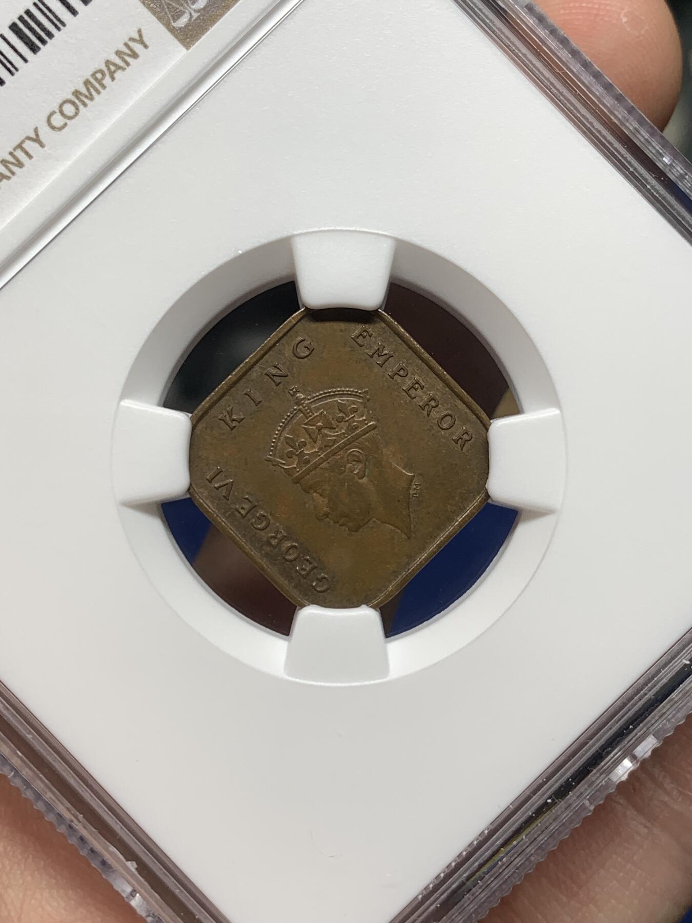 《竞宝斋》第481场 周日，周一 2场连拍 （全场包邮）20级店铺 欢迎送拍 NGC MS62BN 马来亚1940年1/2分铜币 极少见的面值 国内外都很受欢迎 62分高性价比