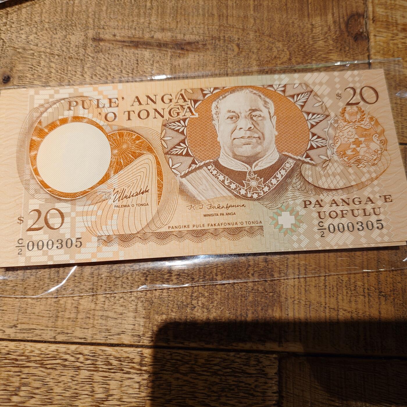 世界钱币～微拍第245期暨2026年第26期  新货卖剩品种部分上架提供选购【有看中的就一开始就出价，别为了晚付几天押金拖到最后，这里没出价的只要群里卖掉了就会撤】 1995年汤加20番加 全新绝品无47百位号 000305