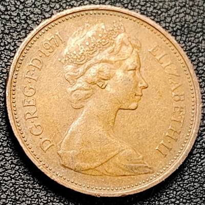 泉币菌-第229场-拍品多 请提前出价 1971年 英国2便士铜币 威尔士皇冠 25.9mm