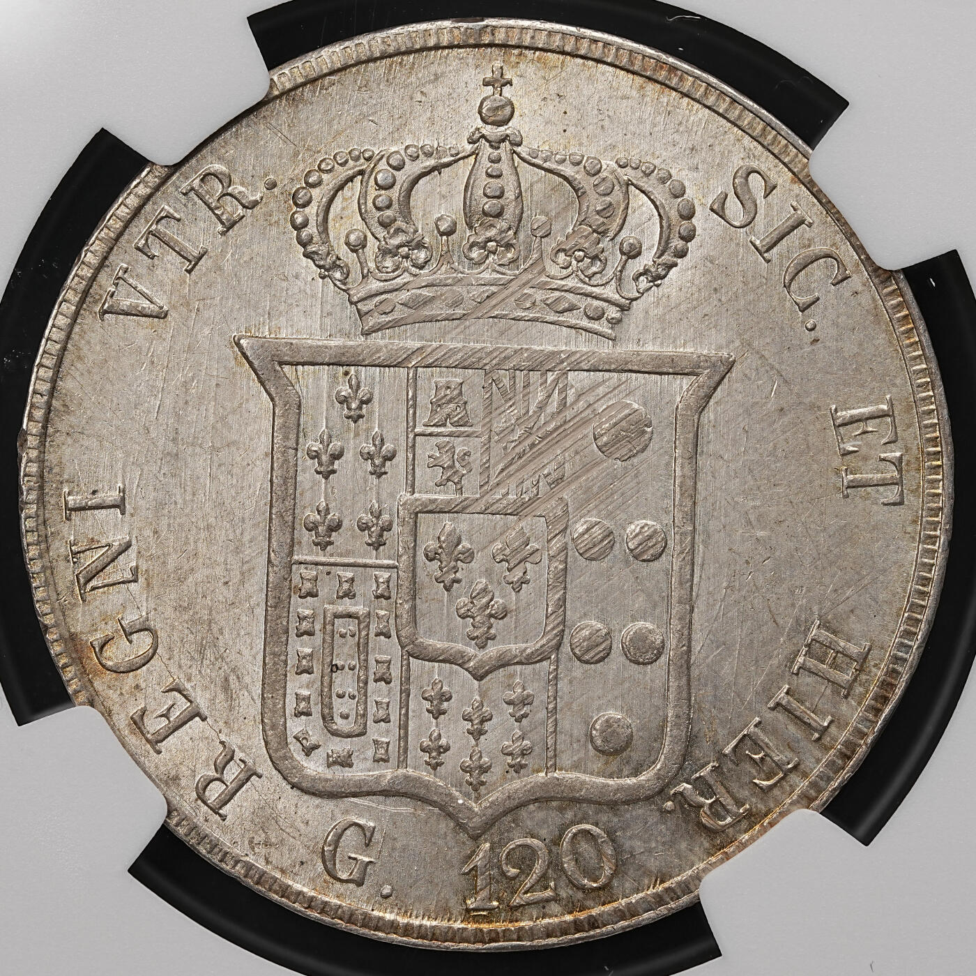 修遠堂世界钱币第112期 NGC MS63 1856年那不勒斯与西西里王国120 Grana大银币