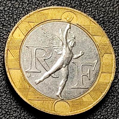 泉币菌-第228场-三月三 上巳节专场 拍品多 请提前出价 1989 光明小天使  法国 10法郎双色币 铜钱纪念币