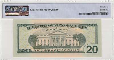 PThappally收藏第57次拍卖，英联邦地区硬币纸币 美国，2017年纽约发行 20 美元 RF-2099B PMG 67 EPQ Superb Gem UNC