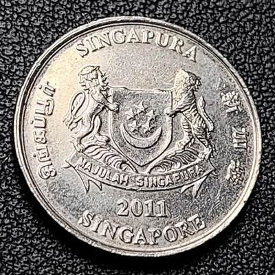 泉币菌-第228场-三月三 上巳节专场 拍品多 请提前出价 2011 高币值 新加坡20分 绒球花 高盾徽版 直径21.36mm