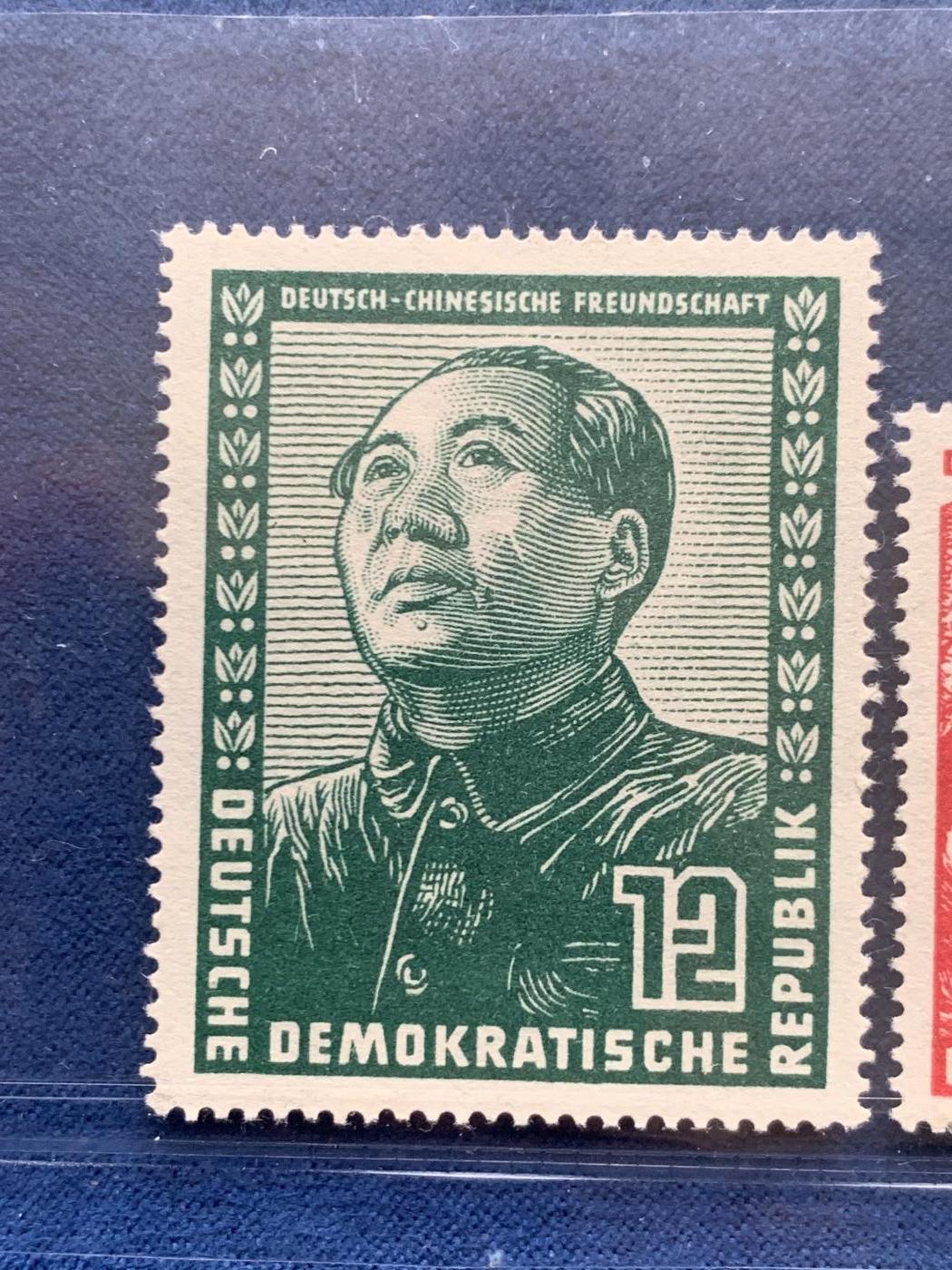 《竞宝斋》第481场 周日，周一 2场连拍 （全场包邮）20级店铺 欢迎送拍 东德名票，1951年德中友好邮票新票，原胶无贴无黄，背胶水润，仅50芬尼背胶天生机器印痕，此套票为东德大筋，由于德国集邮者入册配套的保存习惯，这套票背无贴的极少见，可遇不可求