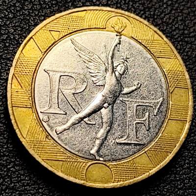 泉币菌-第229场-拍品多 请提前出价 1990 光明小天使  法国 10法郎双色币 铜钱纪念币