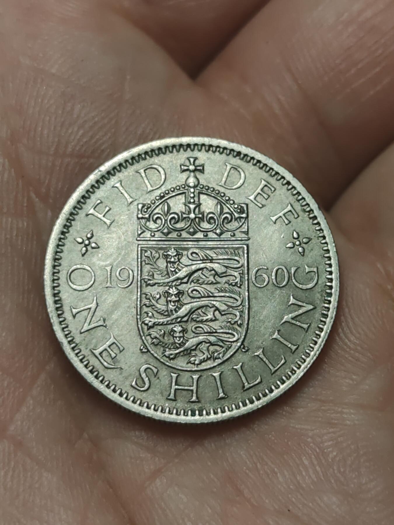 2026年第四十五场(总第二百一十四场）外国好品散币场(免佣金) 英国🇬🇧1960年1先令(伊丽莎白二世青年桂冠第二版，英格兰盾徽版)