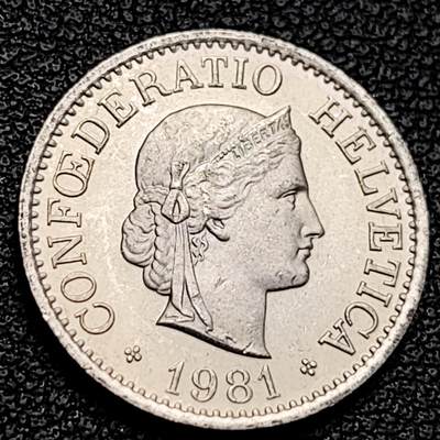 泉币菌-第229场-拍品多 请提前出价 1981年 高币值 百年延续 女神 瑞士10分銅镍硬币 