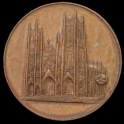 修遠堂世界钱币第112期 - 20世纪初美国纽约圣约翰大教堂朝圣纪念铜章（R. Stoll 出品），32.10mm，10.38g