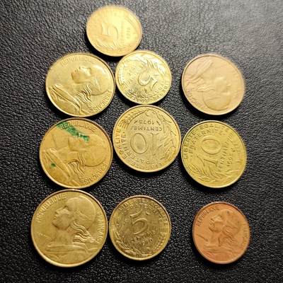 泉币菌-第228场-三月三 上巳节专场 拍品多 请提前出价 - 十枚一组 法国女神 法国生丁铜币 绝版币