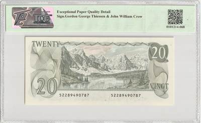 PThappally收藏第57次拍卖，英联邦地区硬币纸币 加拿大，1979年，20加元，编号93c TQG 66 EPQD Gem UNC