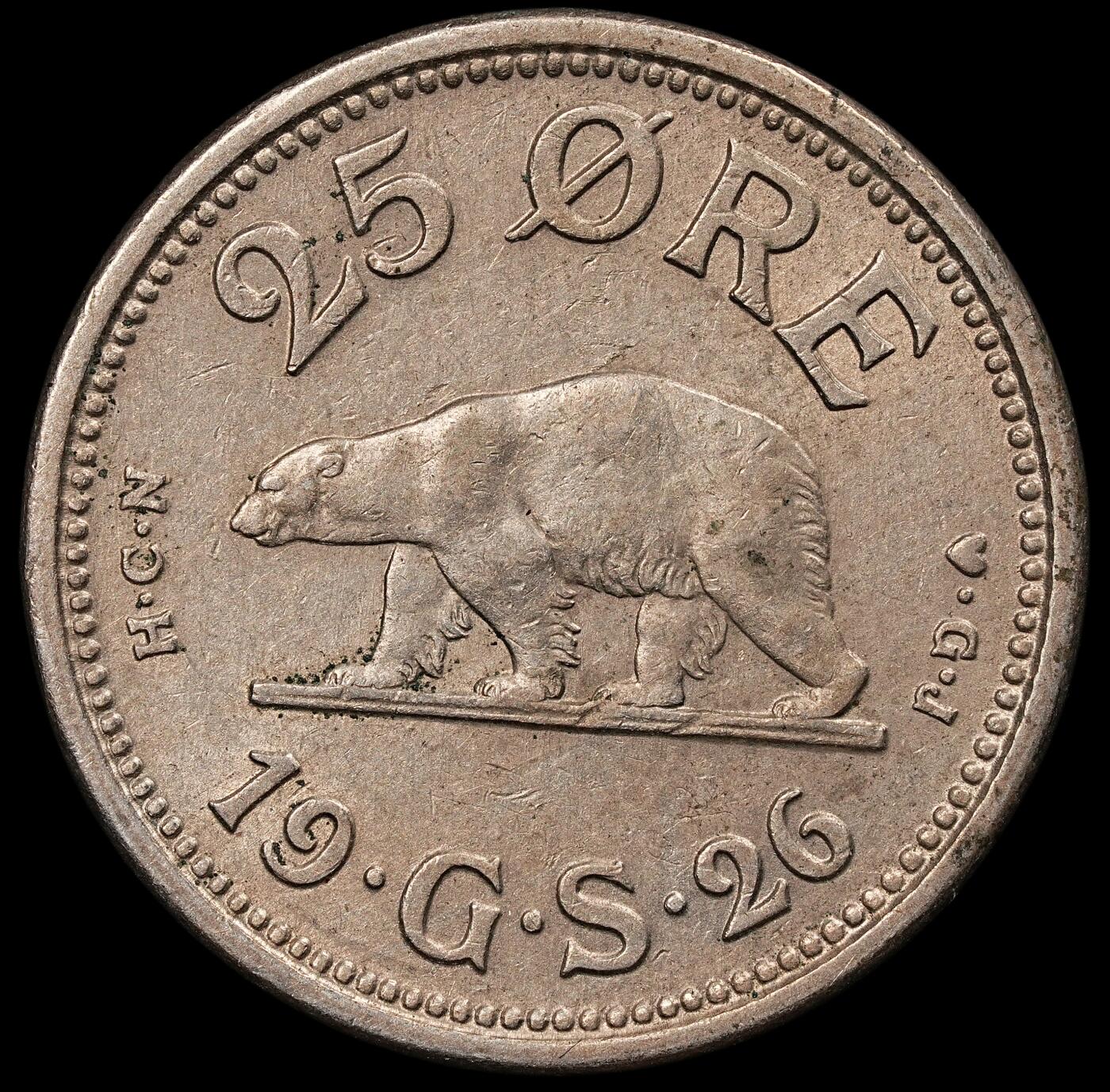 修遠堂世界钱币第112期 1926年格陵兰25欧尔