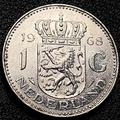 泉币菌-第229场-拍品多 请提前出价 1968 荷兰1盾 朱莉阿娜女王 25mm 