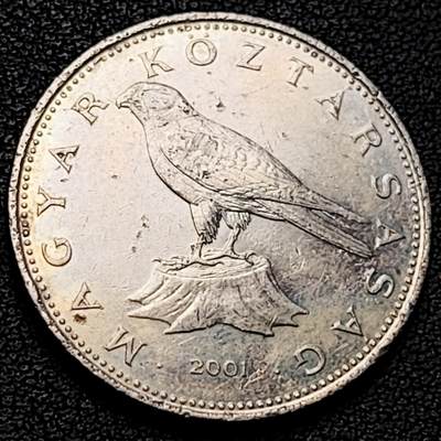 泉币菌-第229场-拍品多 请提前出价 猎鹰 匈牙利2001年50福林铜镍硬币 27.4毫米 7.7克