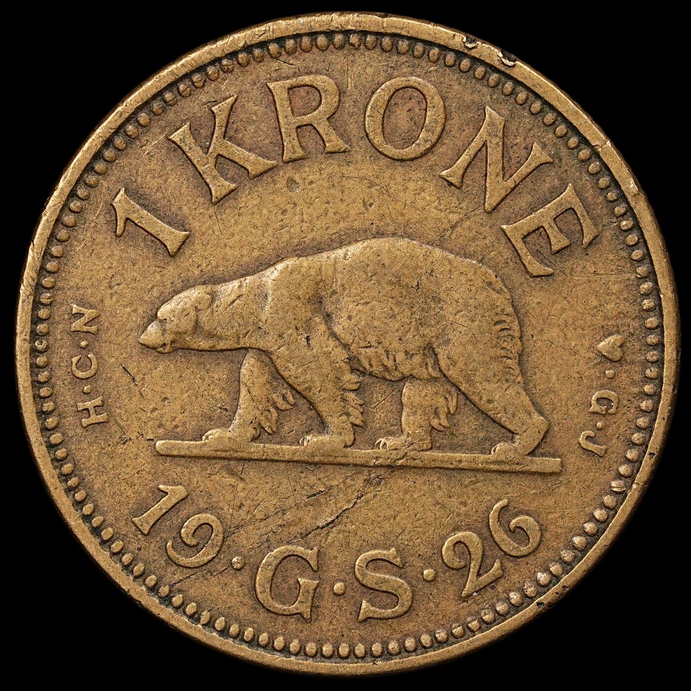 修遠堂世界钱币第112期 1926年格陵兰1克朗