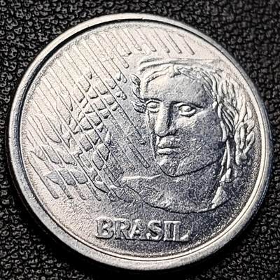 泉币菌-第229场-拍品多 请提前出价 巴西1997年10分 共和国肖像 不锈钢币 22mm 