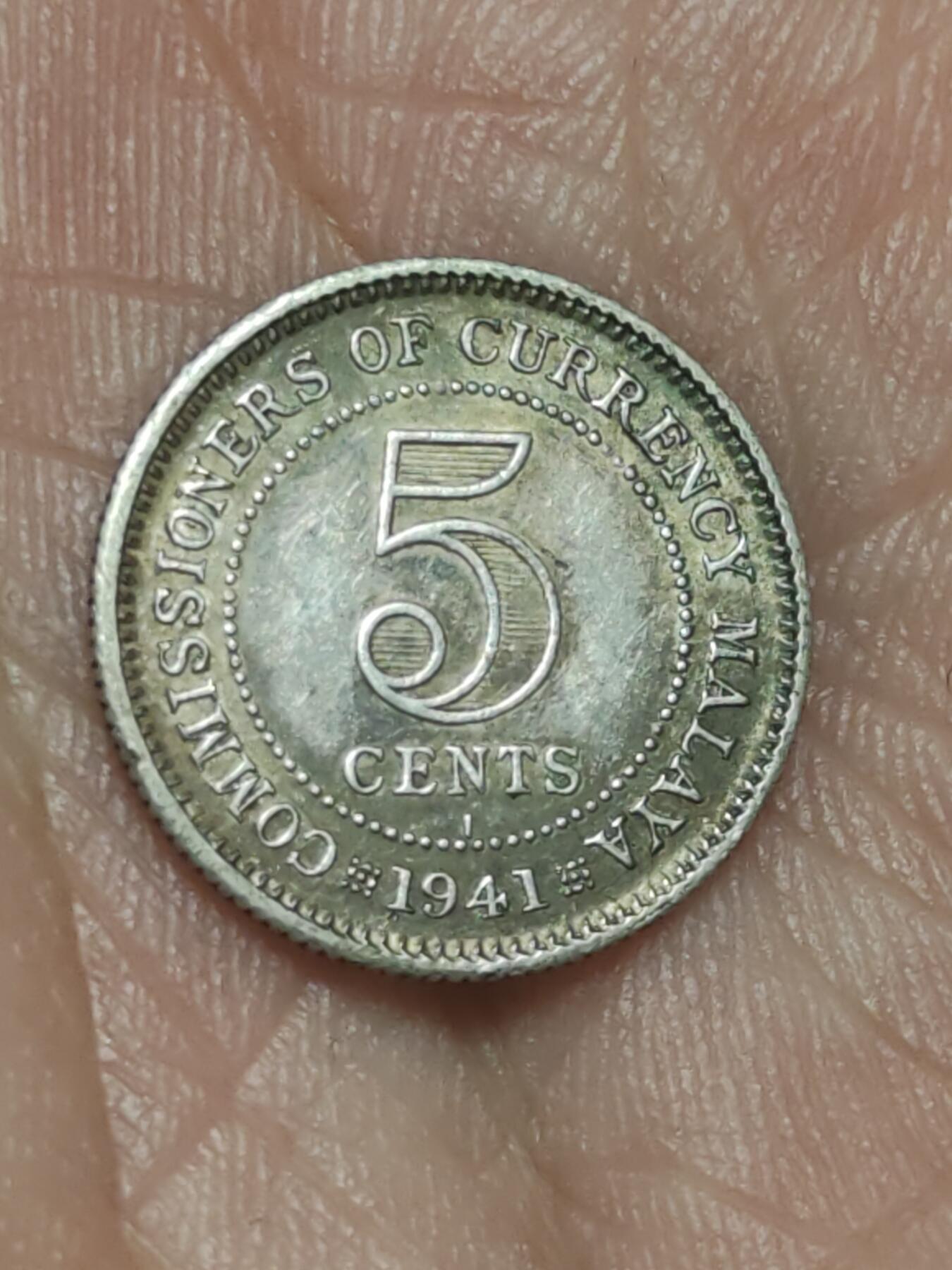 2026年第四十五场(总第二百一十四场）外国好品散币场(免佣金) 英属马来亚1941年5分(乔治六世第一版，I标加尔各答造，关门年仅发行2年，750银)