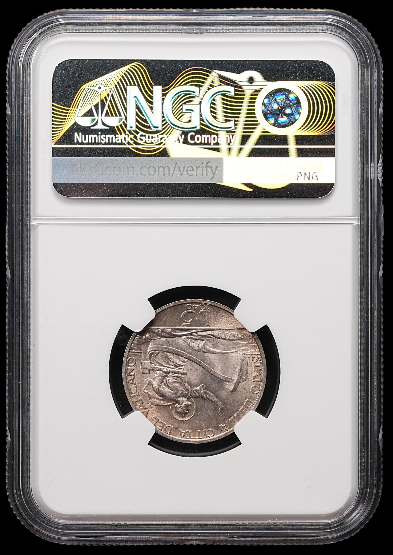 修遠堂世界钱币第112期 NGC MS65 1940年梵蒂冈5里拉银币