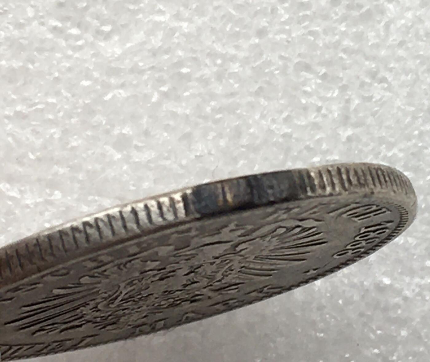 世界钱币专场拍卖 每周二开拍 1888年德国三皇2马克银币 边道有焊点