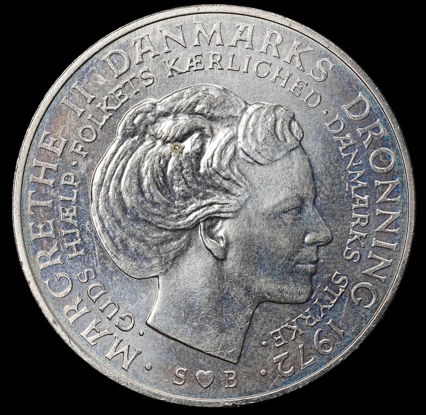 修遠堂世界钱币第112期 1972年丹麦国王更迭纪念10克朗银币 20.40g，含银80%