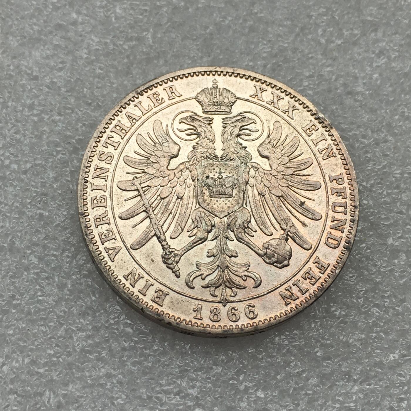 世界钱币专场拍卖 每周二开拍 稀少1866年德国施瓦茨堡双头鹰1泰勒银币