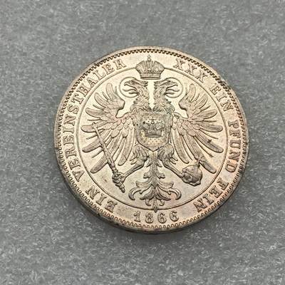 世界钱币专场拍卖 每周二开拍 - 稀少1866年德国施瓦茨堡双头鹰1泰勒银币