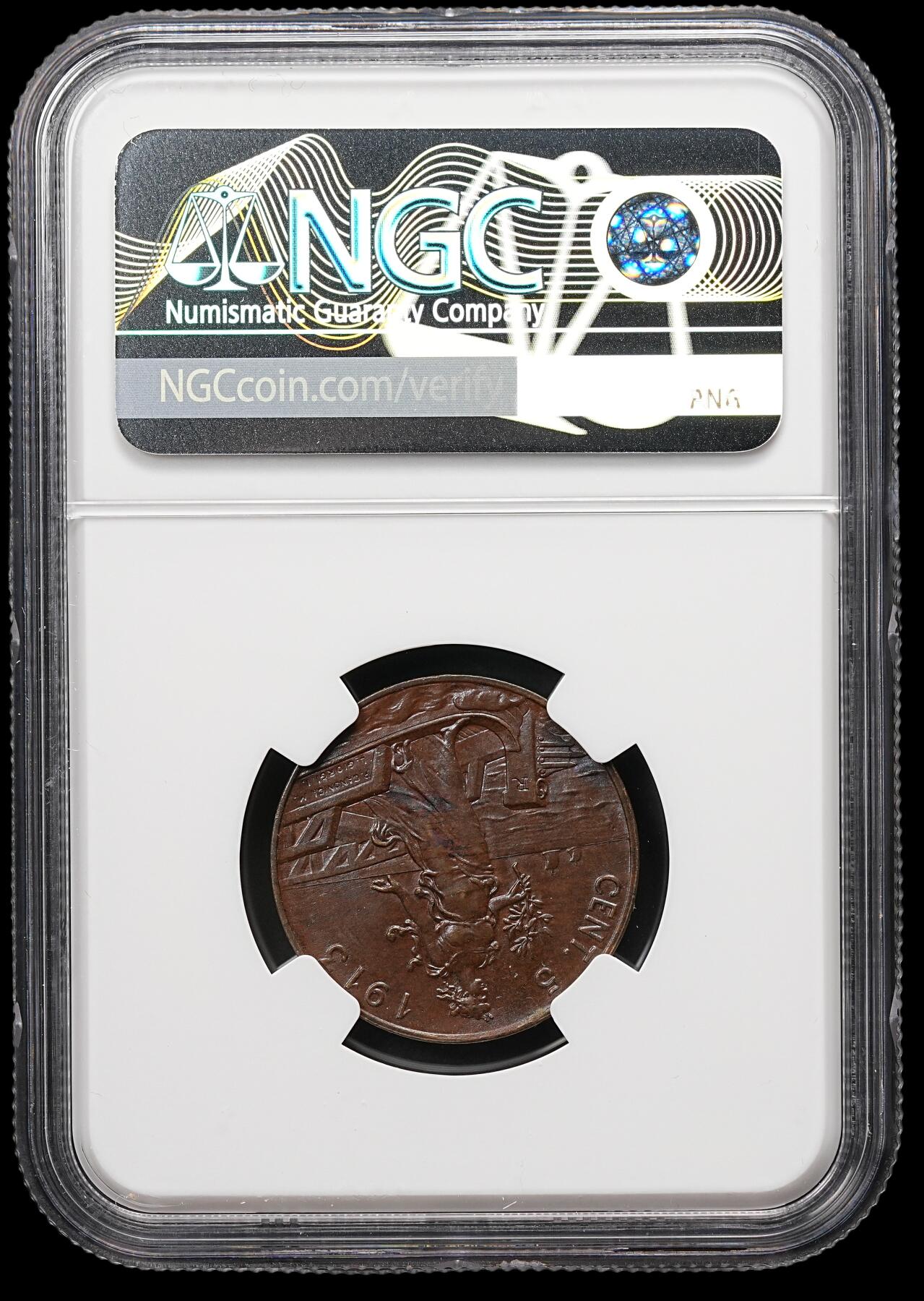 修遠堂世界钱币第112期 NGC MS64BN 1913年意大利5分铜币