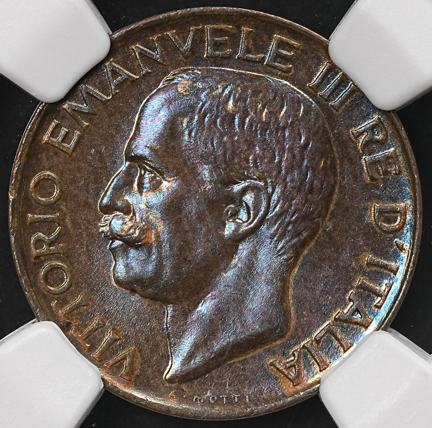 修遠堂世界钱币第112期 NGC MS65BN 1922年意大利5分铜币，上期拍品，被鸽重拍