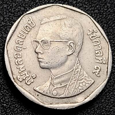 泉币菌-第229场-拍品多 请提前出价 泰国5铢 云石寺 拉玛九世 铜镍包铜币 24mm