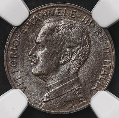 修遠堂世界钱币第112期 - NGC MS65BN 1918年意大利1分铜币，稀少的年份，特年，唯一冠军分