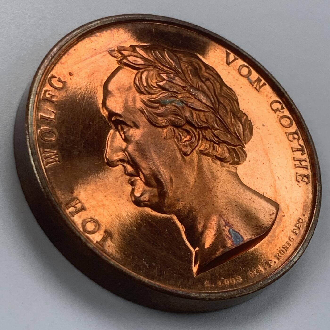 掌中浮雕-藏着的欧洲第059场 德国伟大诗人歌德纪念铜章，43mm