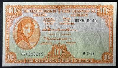 小福收藏拍卖第205期 裸钞场 本期有多张豹子号靓号  大量民国钞 百慕大样钞洋葱冠全套  阿富汗首年份查希尔国王和独立纪念碑 仅发行1000枚亚克力砖封蒙古20000图格里克帝国800周年纪念钞 卢旺达 东加勒比 斯里兰卡等多国精美纸币 爱尔兰 1968年 10先令 unc