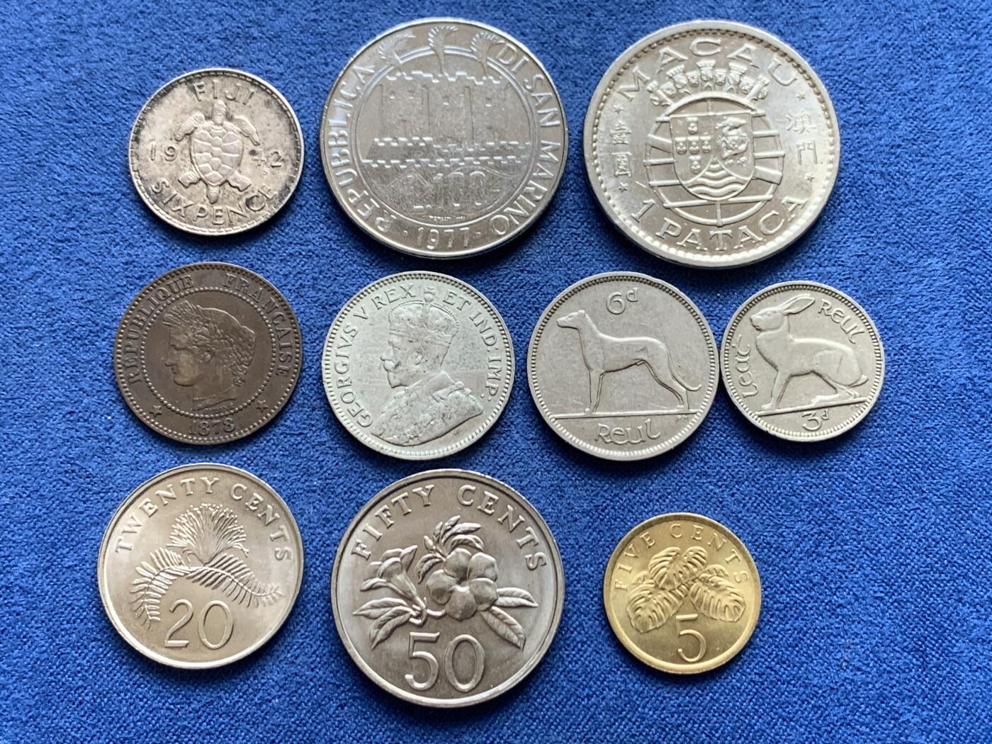 《竞宝斋》第482场 周日，周一 2场连拍 （全场包邮）20级店铺 欢迎送拍 10枚一组 各国铜币和银币，品相都挺不错的，品种和版本自辨