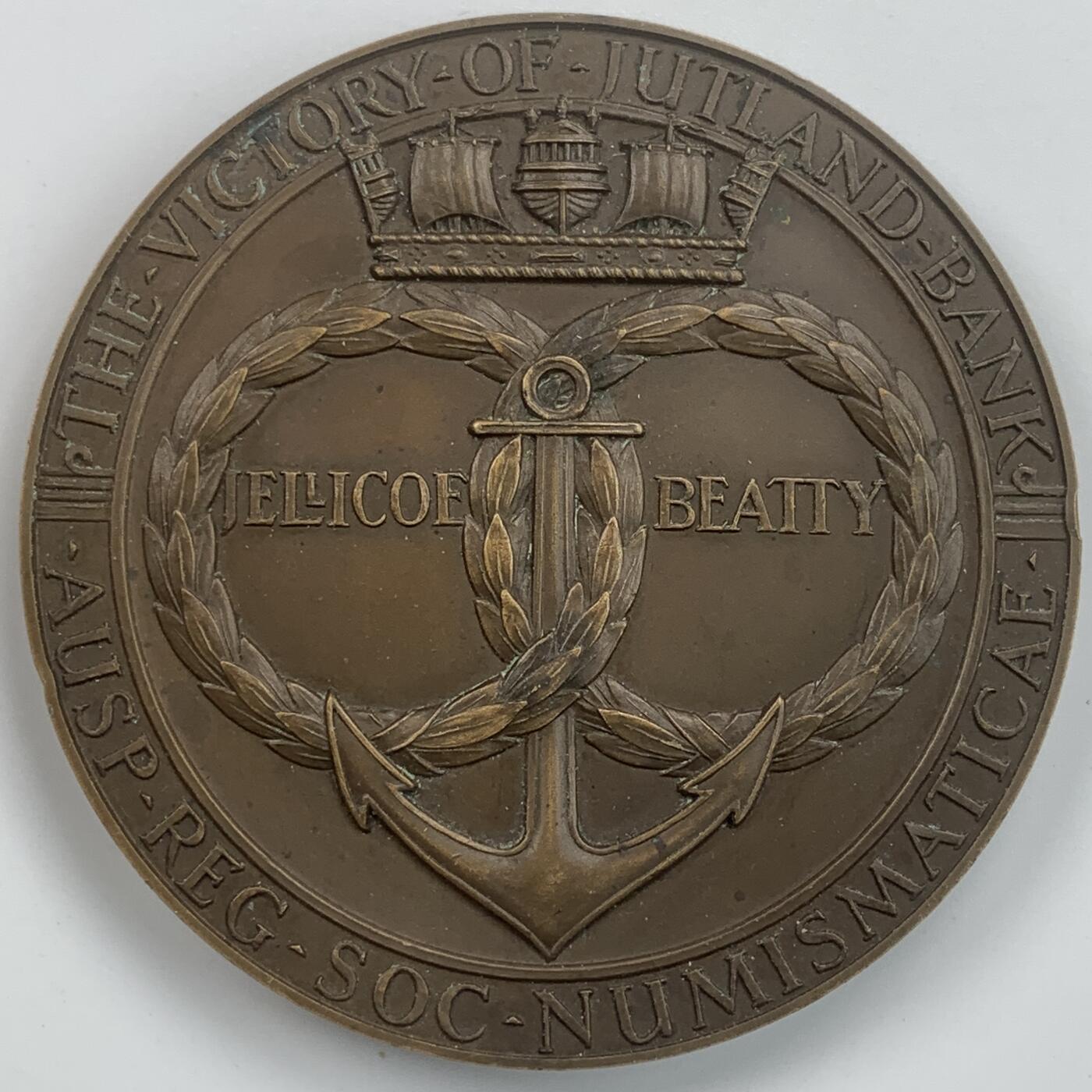 掌中浮雕-藏着的欧洲第059场 1916年英国日德兰海战纪念铜章，76mm