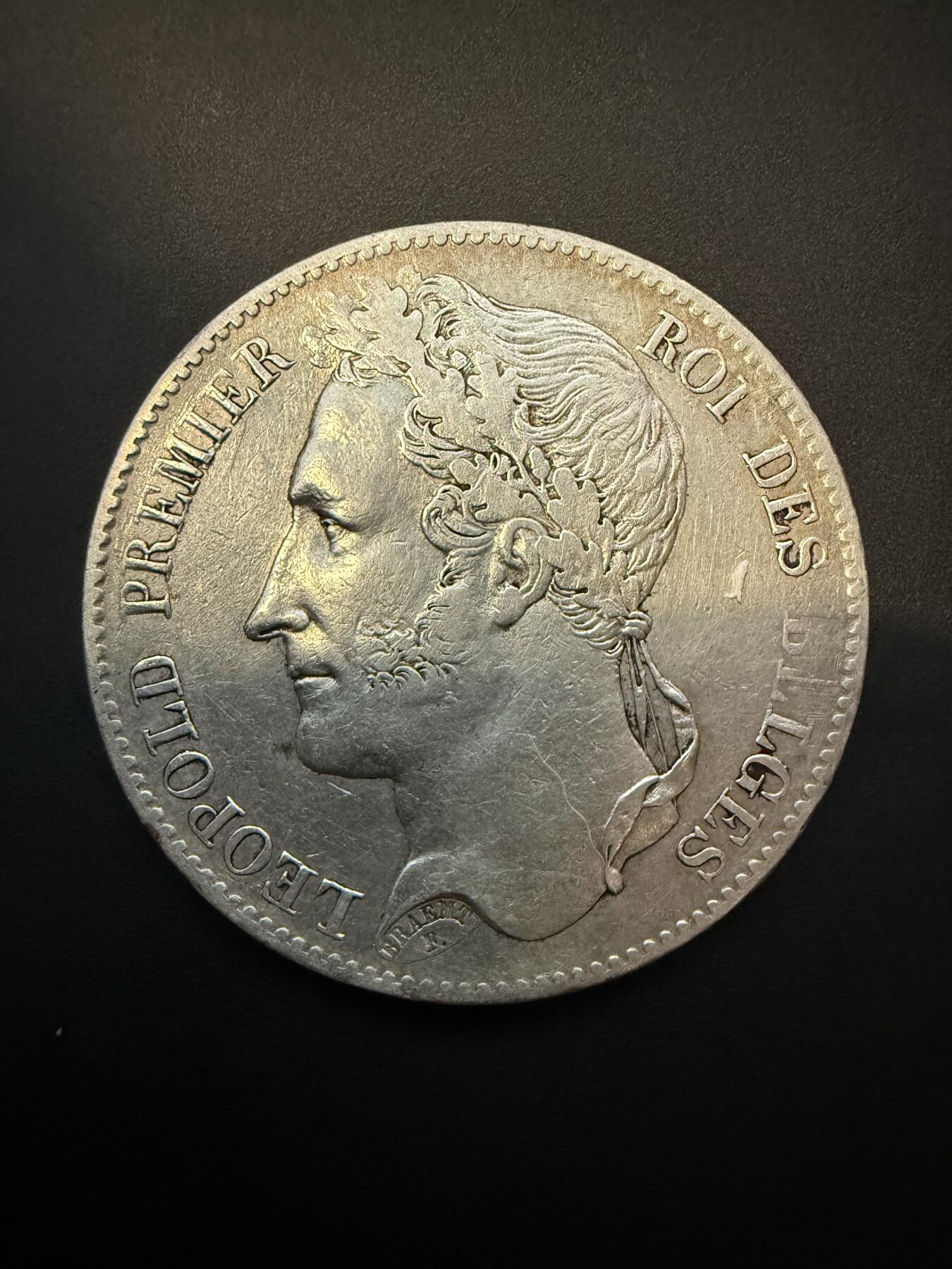 【周六 19:30】乾藏阁外国银币专场・裸币 / 评级币 + 银章铜章 保真包老 比利时 1849 年 利奥波德一世 5 法郎 大银币