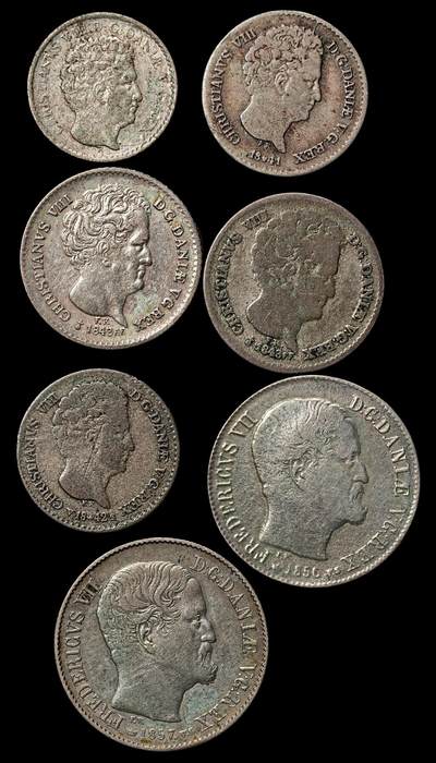 修遠堂世界钱币第112期 - 丹麦旧银币一组，总重17.78g