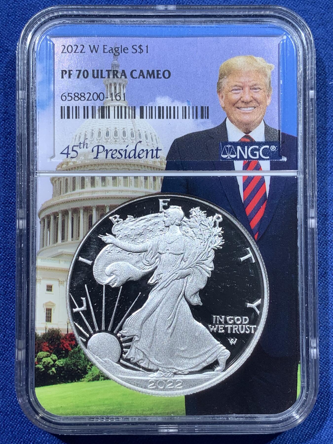 《竞宝斋》第482场 周日，周一 2场连拍 （全场包邮）20级店铺 欢迎送拍 NGC PF70UC 美国2022行走女神鹰洋银币，老特标盒，该特殊标签满分仅364枚 极具意义
