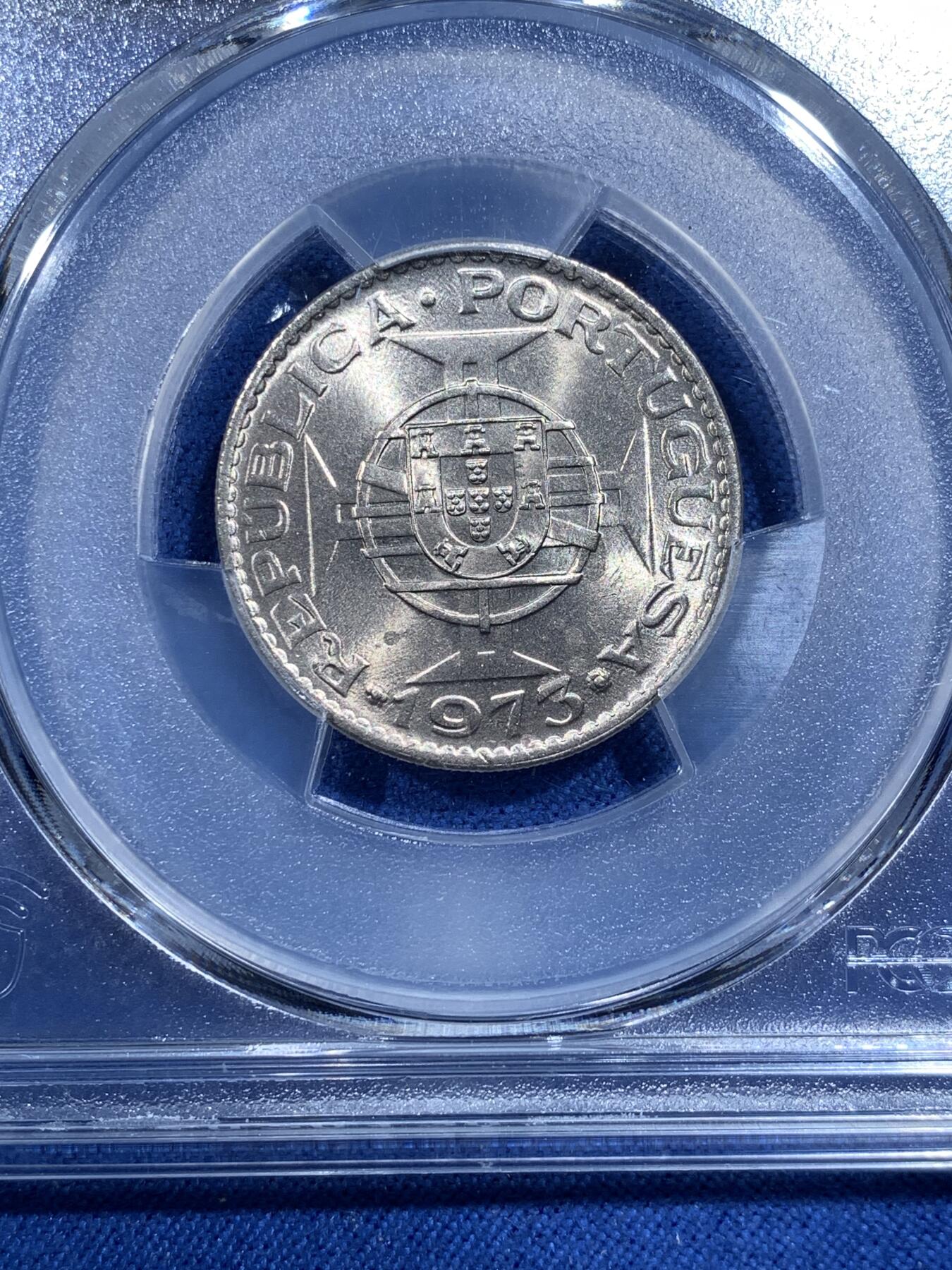 《竞宝斋》第482场 周日，周一 2场连拍 （全场包邮）20级店铺 欢迎送拍 PCGS MS66 澳门1973年5毫镍币 车轮光状态漂亮 适合收藏！