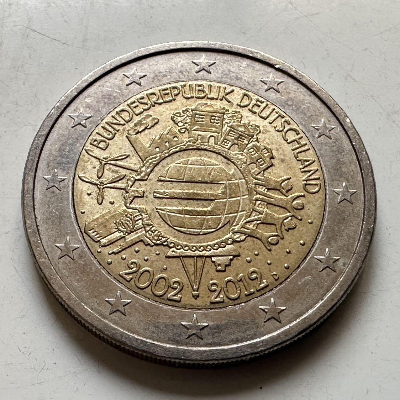 🌹外币初藏🌹🐯2026年第44场   每周二四六晚8️⃣点  世界硬币 德国2012年 欧元10周年 2欧元纪念币