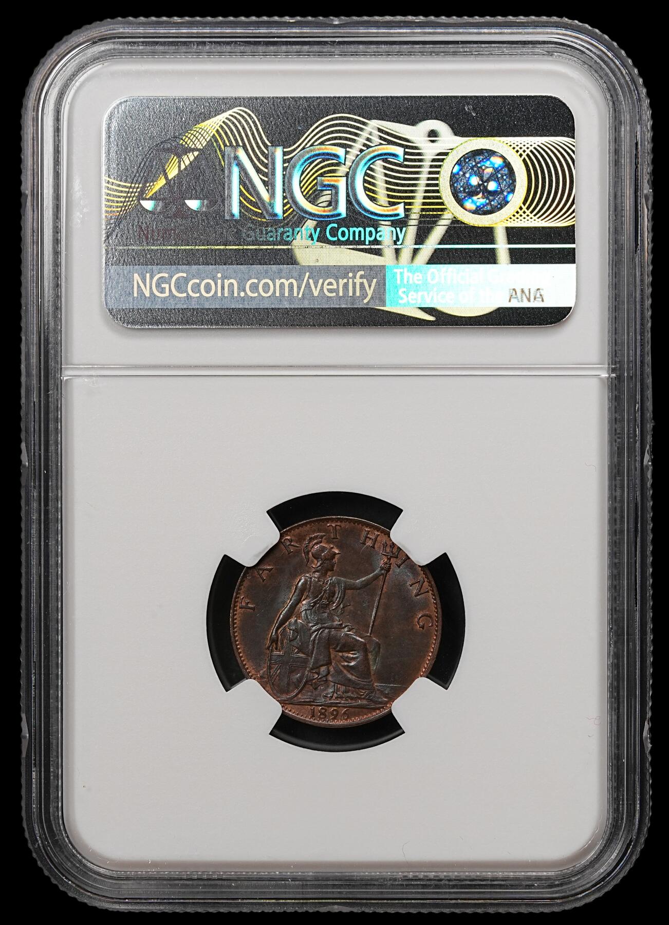 修遠堂世界钱币第112期 NGC MS63BN 1896年英国1法新铜币