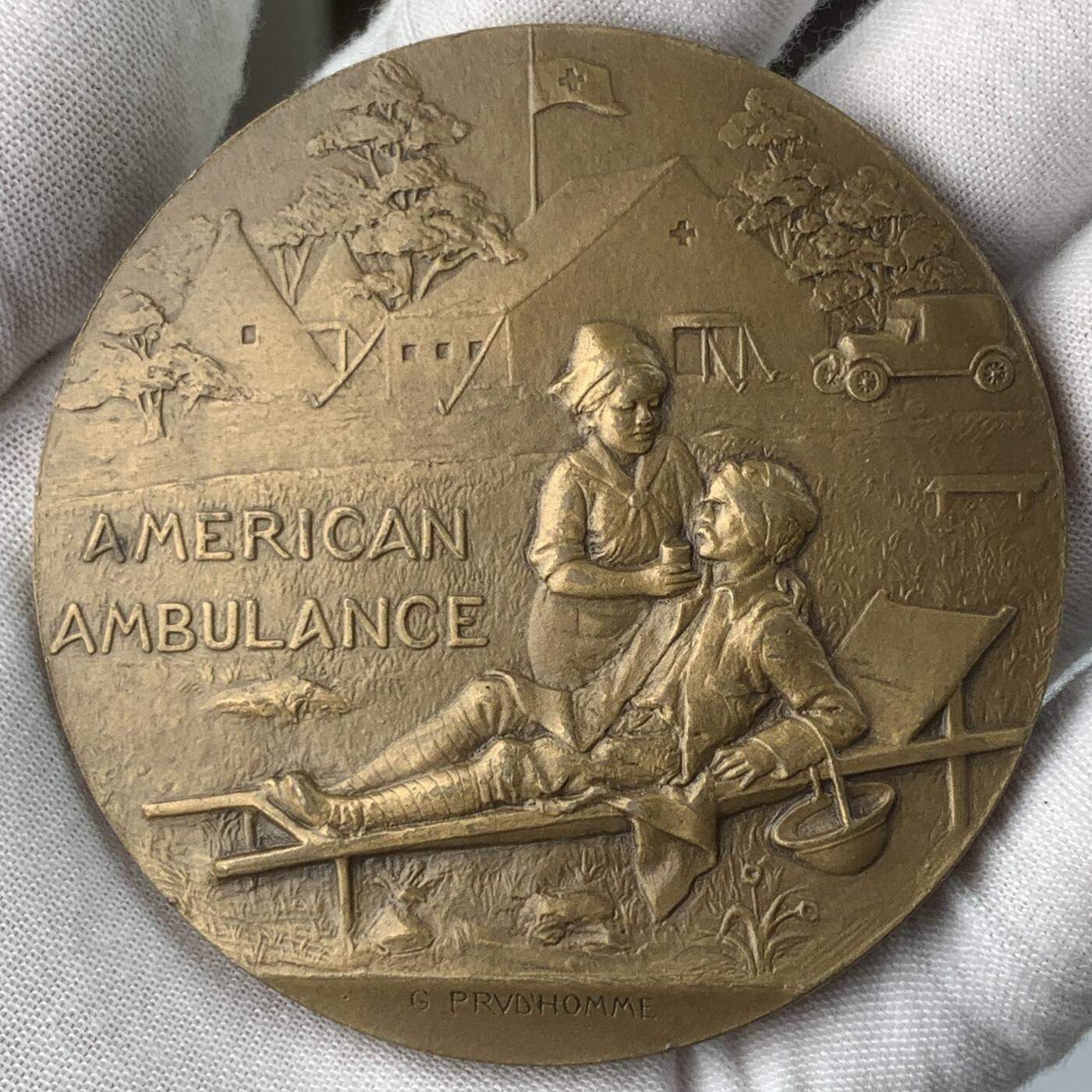 掌中浮雕-藏着的欧洲第059场 美国红十字会在法国开展人道主义救援纪念铜章，68mm