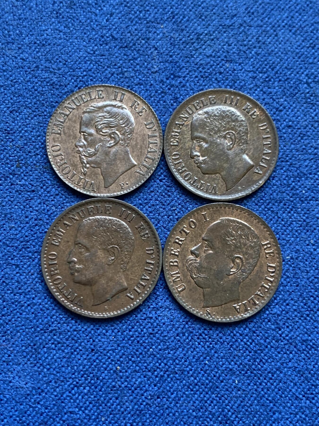 《竞宝斋》第482场 周日，周一 2场连拍 （全场包邮）20级店铺 欢迎送拍 四枚一组 意大利1867、1895、1905、1908年1分 好品