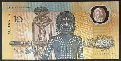 小福收藏拍卖第205期 裸钞场 本期有多张豹子号靓号  大量民国钞 百慕大样钞洋葱冠全套  阿富汗首年份查希尔国王和独立纪念碑 仅发行1000枚亚克力砖封蒙古20000图格里克帝国800周年纪念钞 卢旺达 东加勒比 斯里兰卡等多国精美纸币 - 澳大利亚 1988年 10元 AA冠 世界首张塑料钞 大帆船移民200周年纪念钞 unc