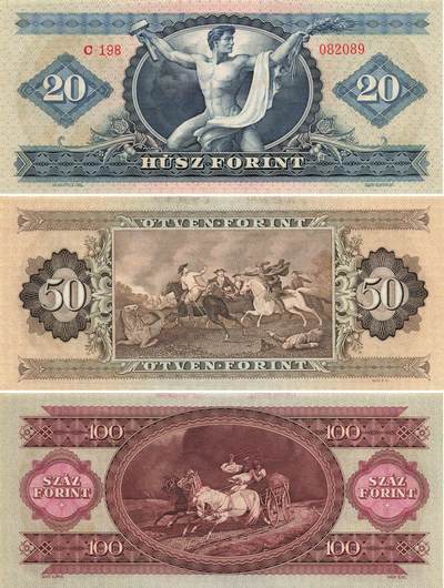 小福收藏拍卖第205期 裸钞场 本期有多张豹子号靓号  大量民国钞 百慕大样钞洋葱冠全套  阿富汗首年份查希尔国王和独立纪念碑 仅发行1000枚亚克力砖封蒙古20000图格里克帝国800周年纪念钞 卢旺达 东加勒比 斯里兰卡等多国精美纸币 匈牙利 1962年 20福林 无47+1962年 100福林+1975年 50福林 unc