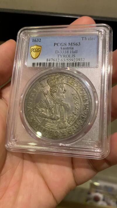 《竞宝斋》第482场 周日，周一 2场连拍 （全场包邮）20级店铺 欢迎送拍 PCGS MS63 神圣罗马 1632蒂罗尔大公利奧波德五世戎装像泰勒 TYROLIS 少见版本 难得全深打 深五彩收藏级 联合泰勒已经起飞 神罗是个不错的选择