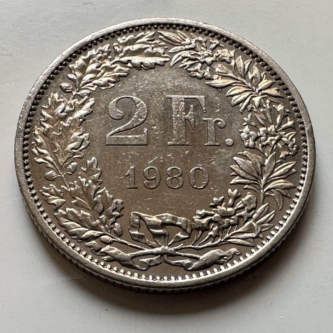 🌹外币初藏🌹🐯2026年第44场   每周二四六晚8️⃣点  世界硬币 瑞士1980年2法郎