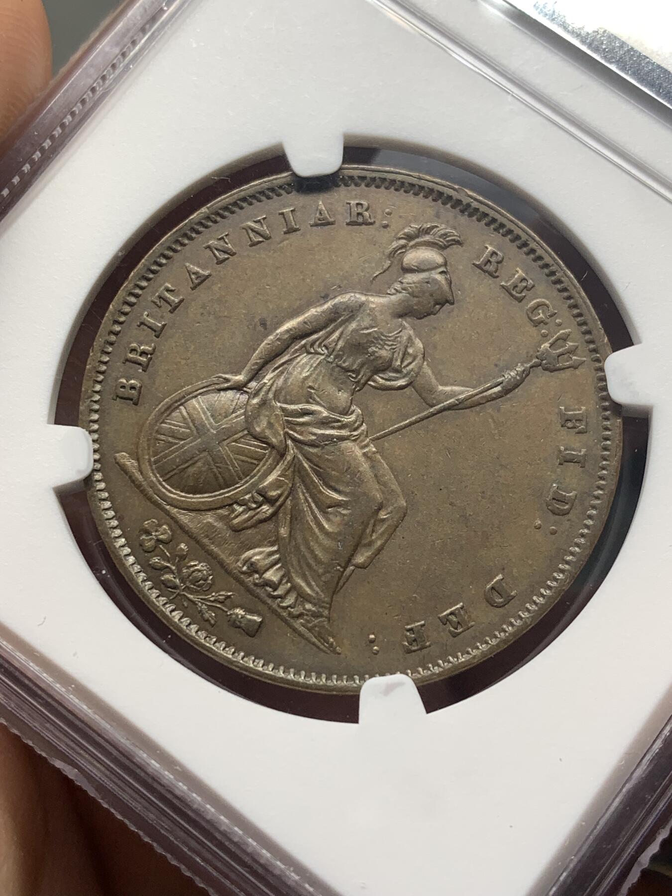 《竞宝斋》第482场 周日，周一 2场连拍 （全场包邮）20级店铺 欢迎送拍 NGC AU55BN 英国1855年维多利亚1便士铜币