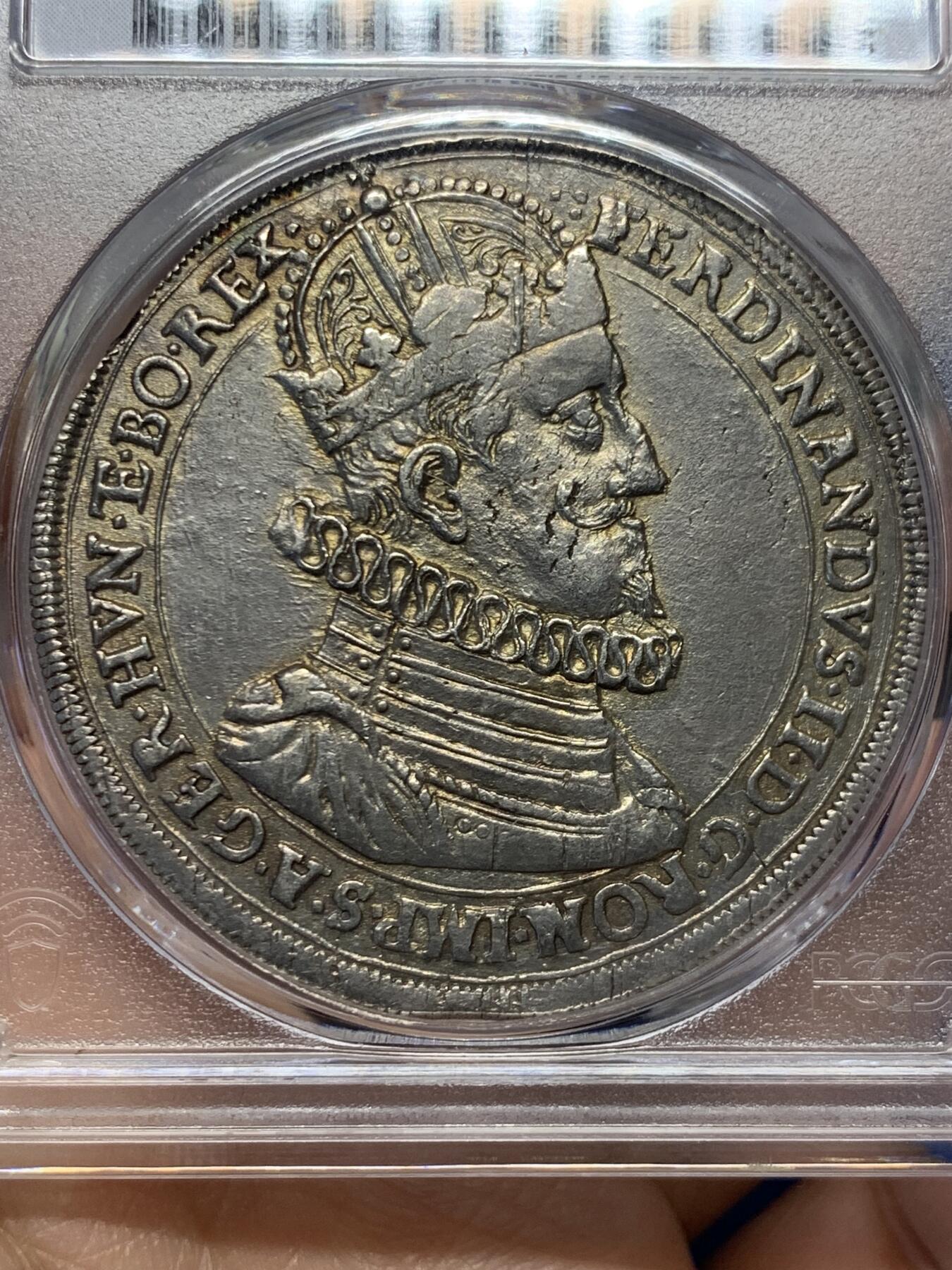 《竞宝斋》第482场 周日，周一 2场连拍 （全场包邮）20级店铺 欢迎送拍 亚军分 PCGS AU55 奥地利帝国 1620年 斐迪南二世 泰勒大银币 格拉茨造币厂 独年发行 少见皇冠头像 双面深打 更高分仅1枚 17世纪好品不易